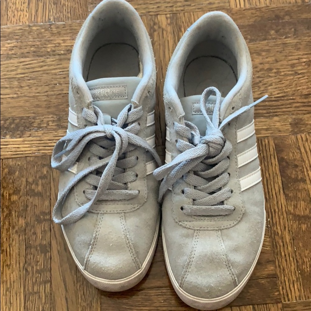 Adidas suede three stripe sneakers